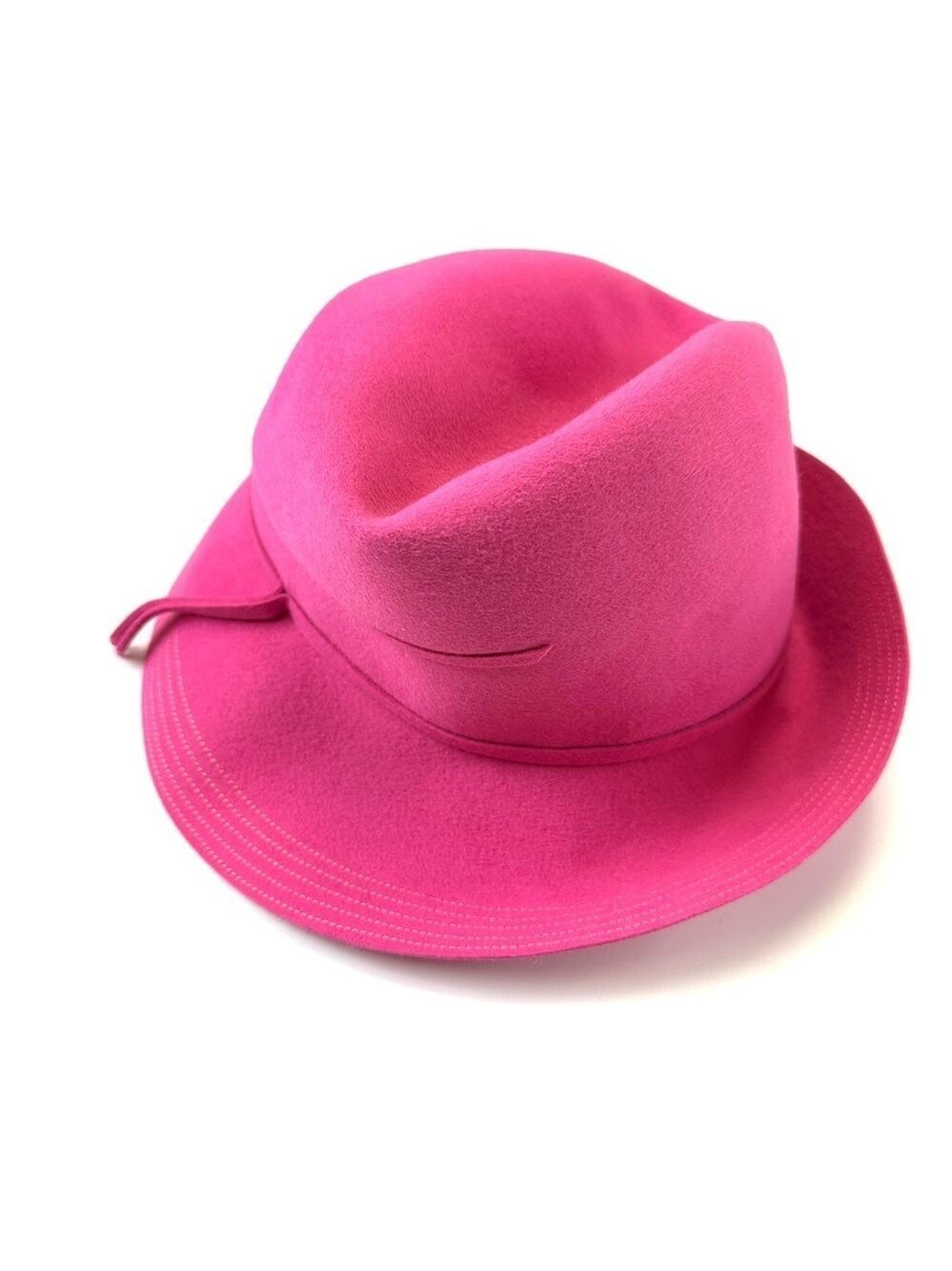 Vintage 60s womens felt fedora asymmetrical style Nadelle Montreal Upturn Brim